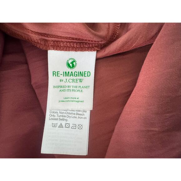 Re-Imagined J. Crew XS Rust Red Satin Button Front Long Sleeve Top Blouse - Picture 4 of 9